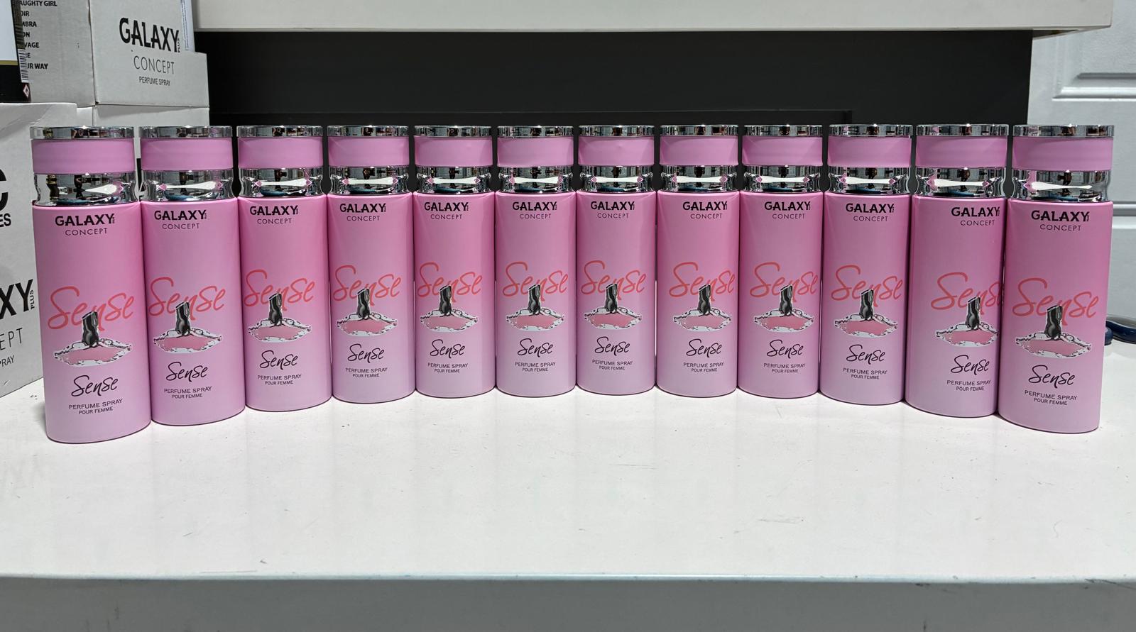 12 PCS (2.50 each) Galaxy Plus SENSE Perfume Spray Pour Femme 200ml