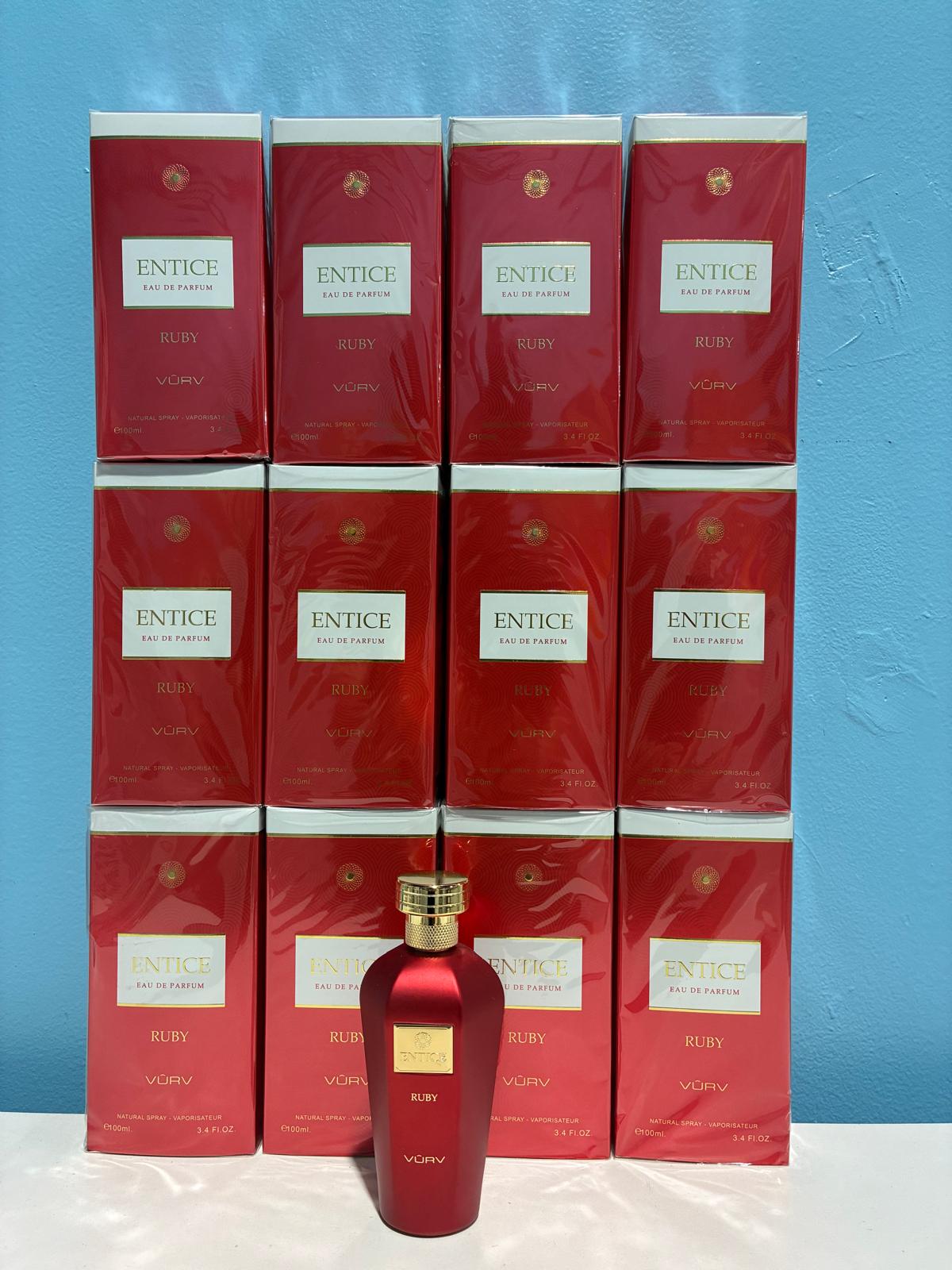 12 PCS (12 each) Vurv Entice Ruby Eau de Parfum 100 ml 3.4fl.oz