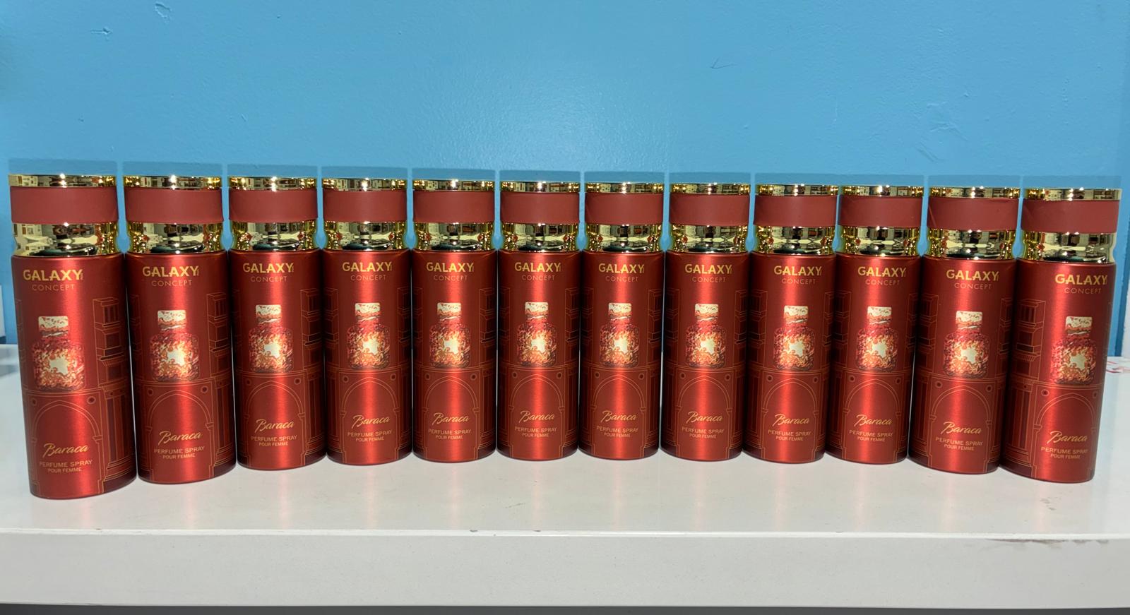 12 PCS (2.5 each) Galaxy Plus BARACA Perfume Spray Pour Femme 200ml