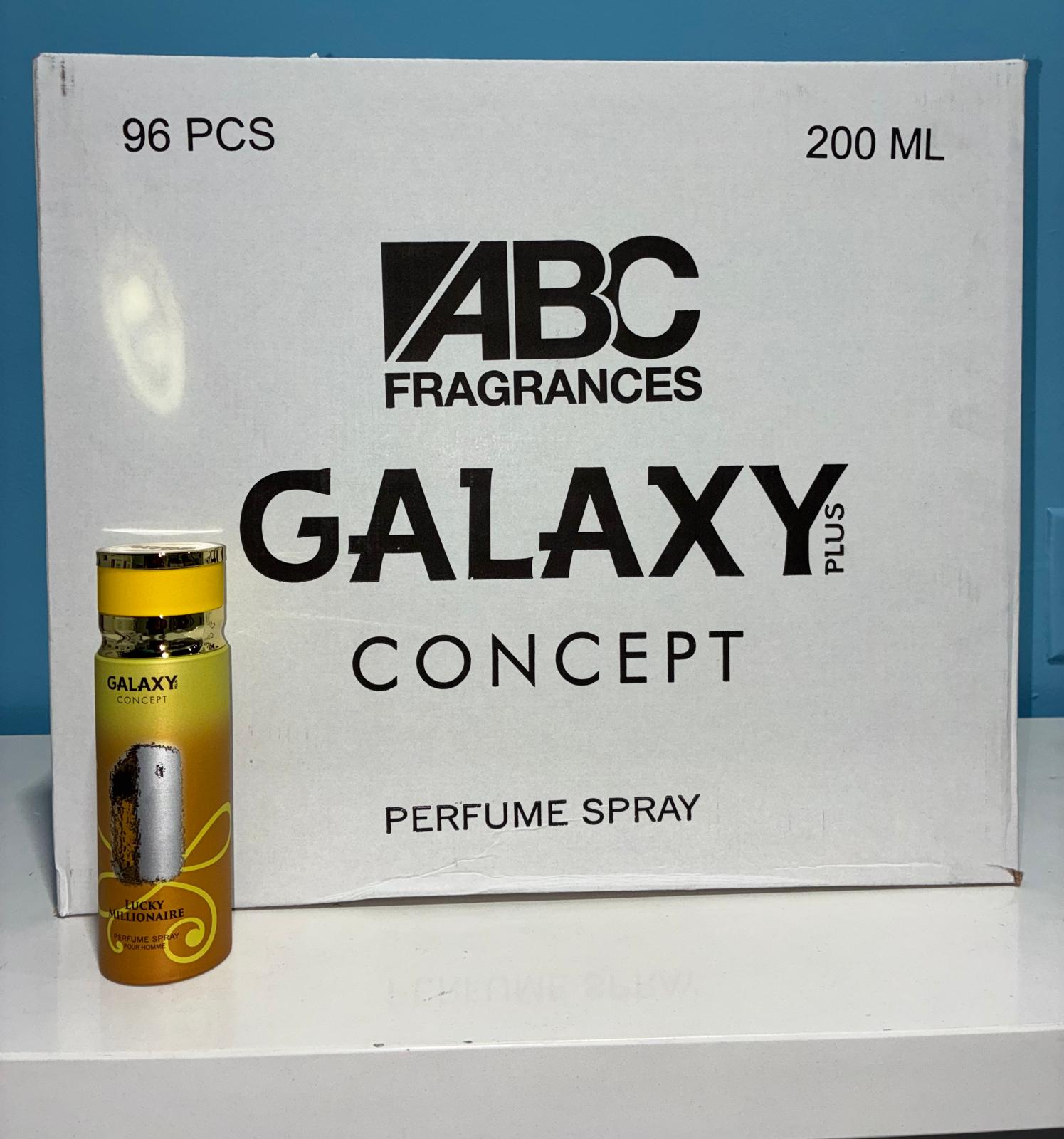 96 PCS (1.56 each) Galaxy Plus LUCKY MILLIONAIRE Perfum Spray Pour Homme 200ml